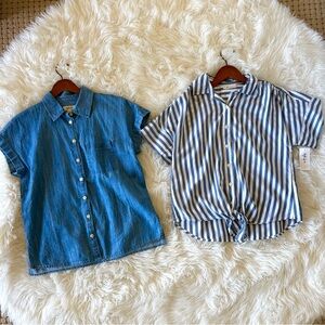 Style & Co. Denim and Striped Button Down Shirts Bundle of TWO Size SMALL